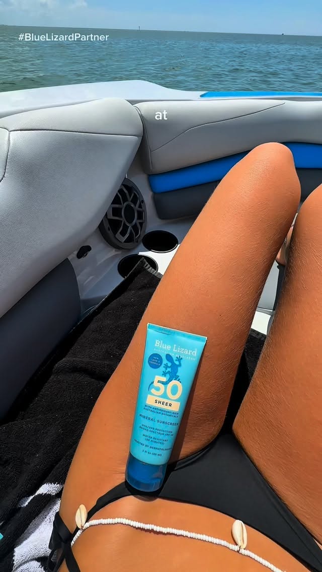 Instagram post by @teaganrjones for Blue Lizard Sunscreen. Caption reads: [...] sunscreen every single day.

find....