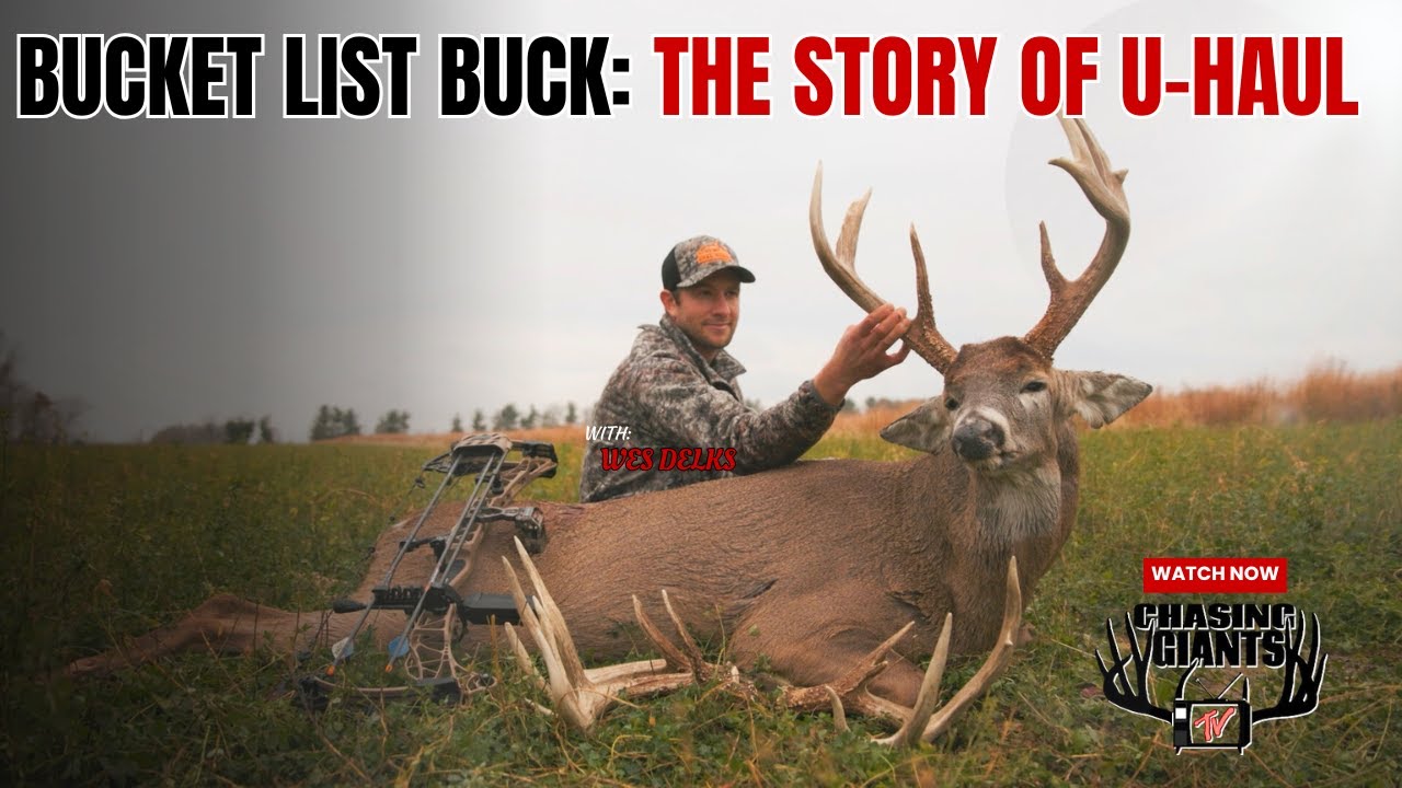 YouTube post by @chasinggiantswithhigginsou6147 for Novix Outdoors. Caption reads: The U-Haul Buck | A Bucket List Whitetail on Wes....