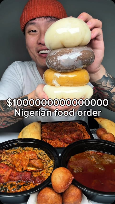 Instagram post by @shhhhimeating1 for OLIPOP. Caption reads: My Nigerian food order with @drinkolipop new....