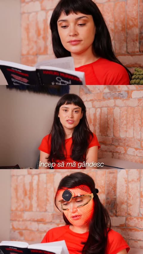 Instagram post by @irinarimes for Foreo. Caption reads: [...] ☀️ 5-15 minute cu masca LED FAQ 202 by Foreo....