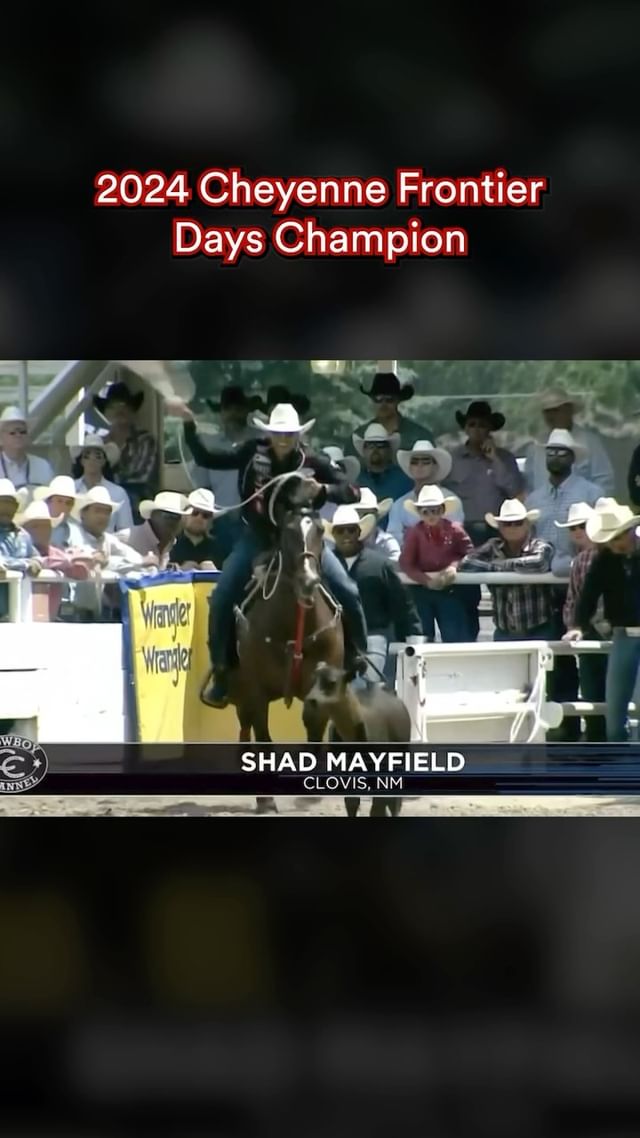 Instagram post by @themoneymayfield for Rock and Roll Denim. Caption reads: Took home a huge win today at the Cheyenne....