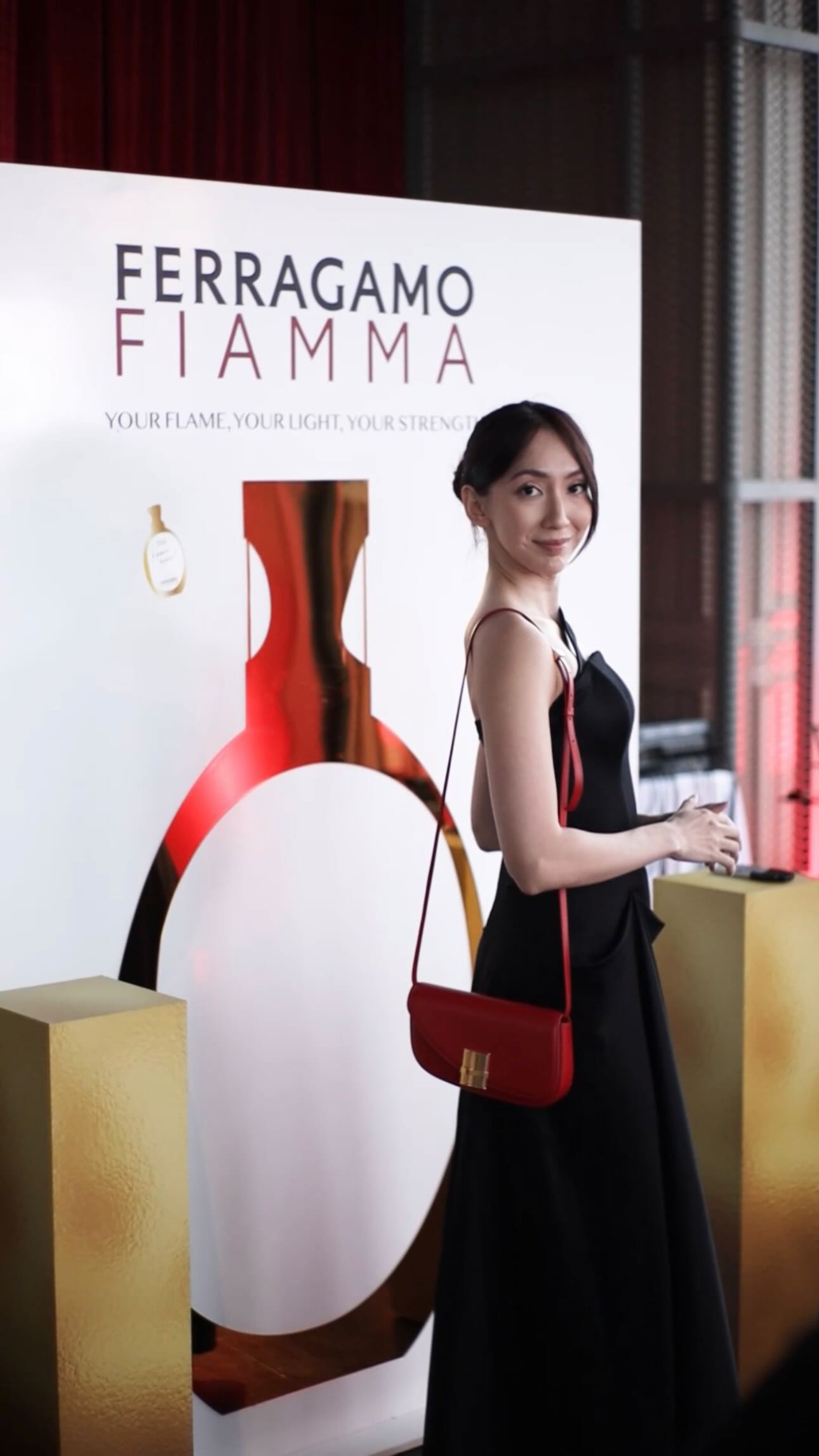 Instagram post by @christiebasill for FERRAGAMO. Caption reads: I design with clarity. I lead with intent. And....