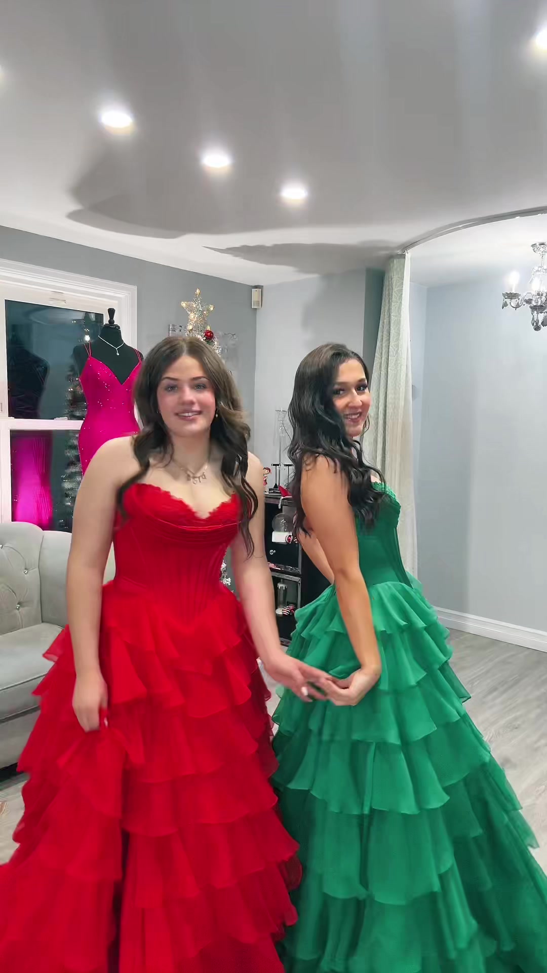 TikTok post by @carouselbridalandprom for Sherri Hill. Caption reads: Wrap me up in a #SherriHill Prom Dress this....
