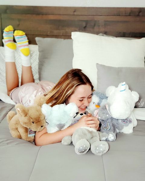 Instagram post by @kamrynwebb for Stuffedanimals. Caption reads: My stuffies know all my secrets! 

Thank you....