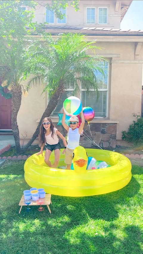 Instagram post by @raising.wolves_ for Five Below. Caption reads: [...] inflatable pool party from @fivebelow ✔️....