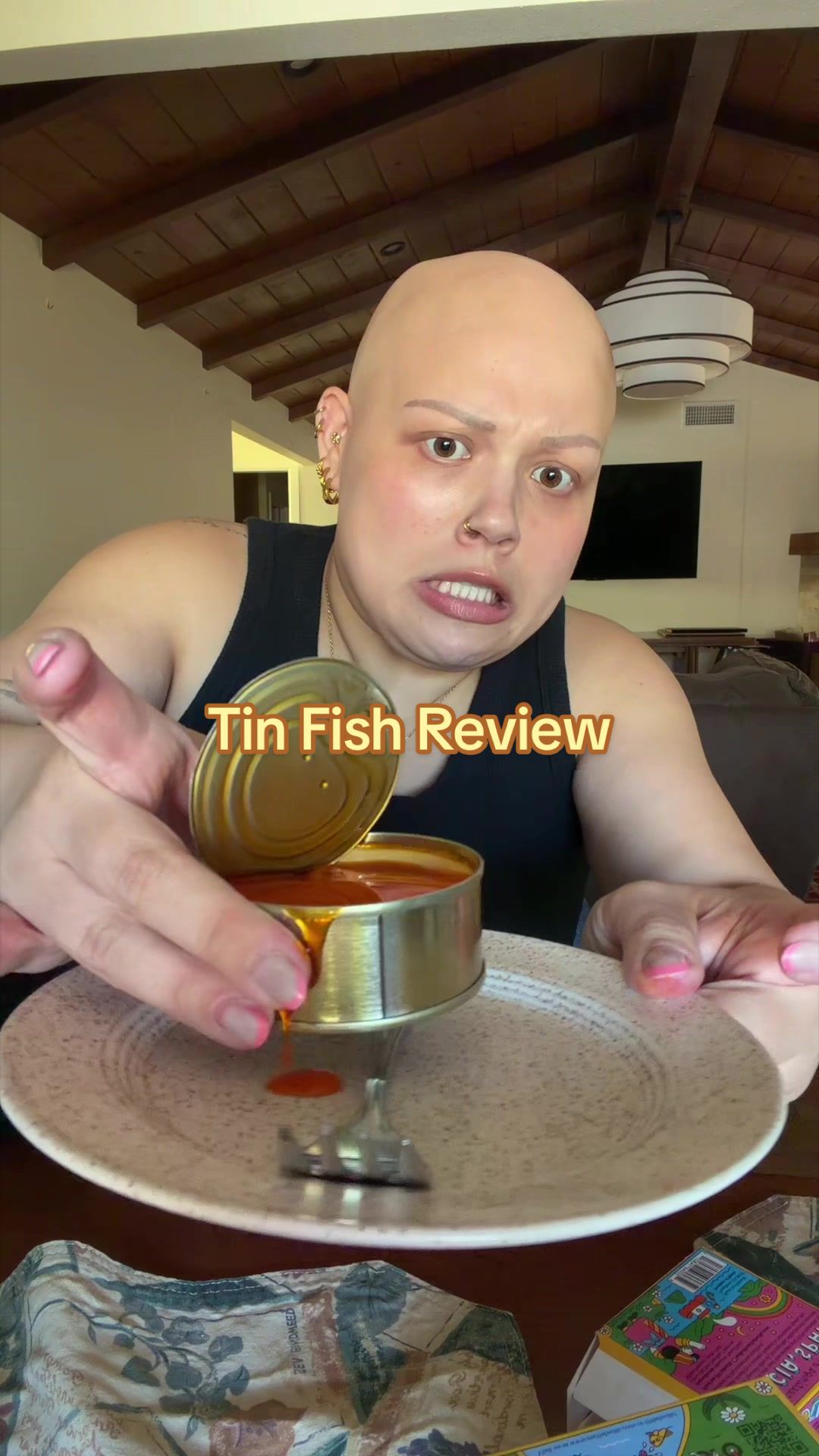 TikTok post by @baldiechi for Fishwife. Caption reads: [...] recommended it so I had to try it!!!....