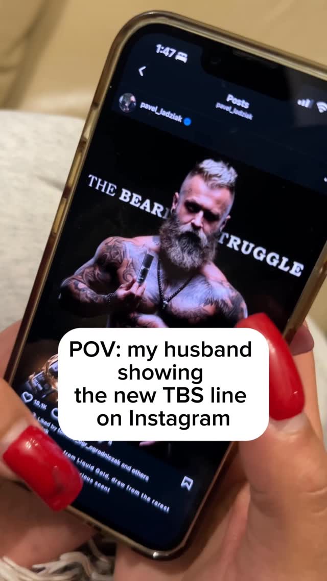 Instagram post by @polish_viking_tbs for The Beard Struggle. Caption reads: She’s shocked seeing me flex on IG like that… full....