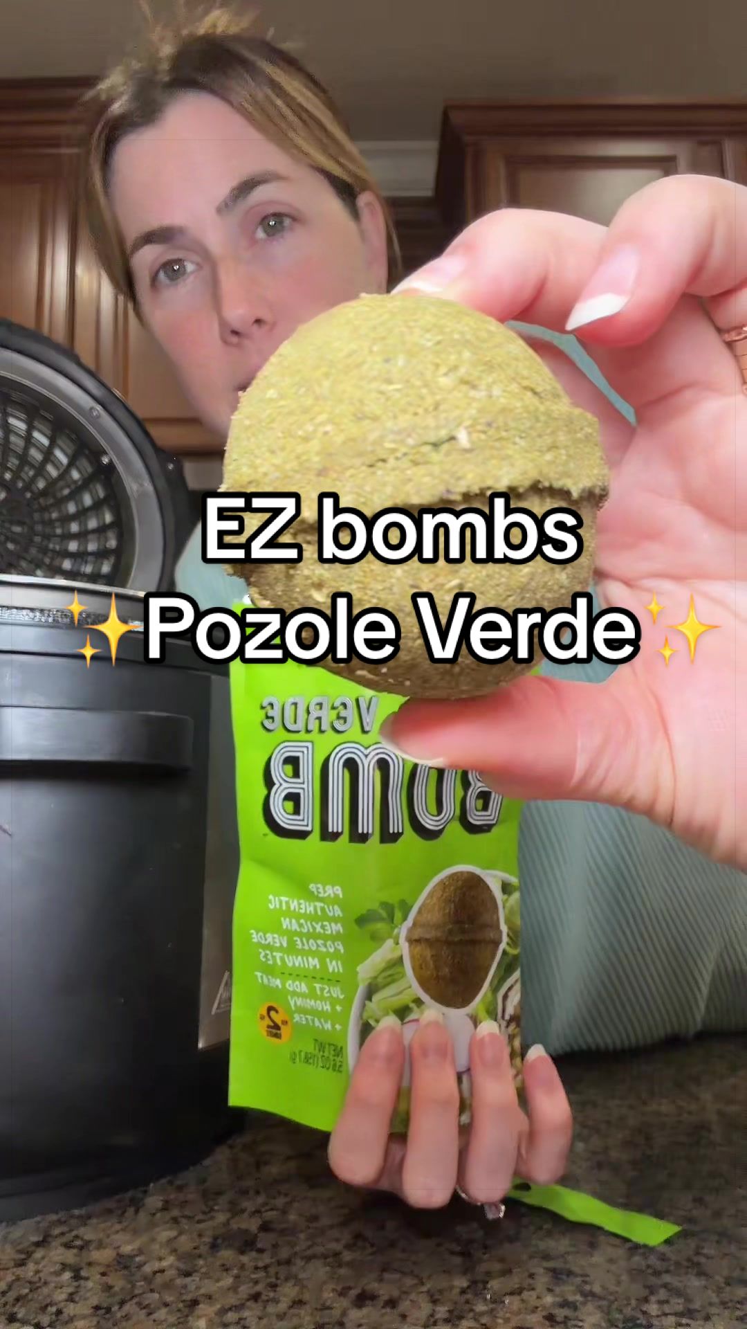 TikTok post by @jennah.samples for EZ Bombs. Caption reads: [...] bomb flavor, Pozole Verde, by @EZ Bombs!....