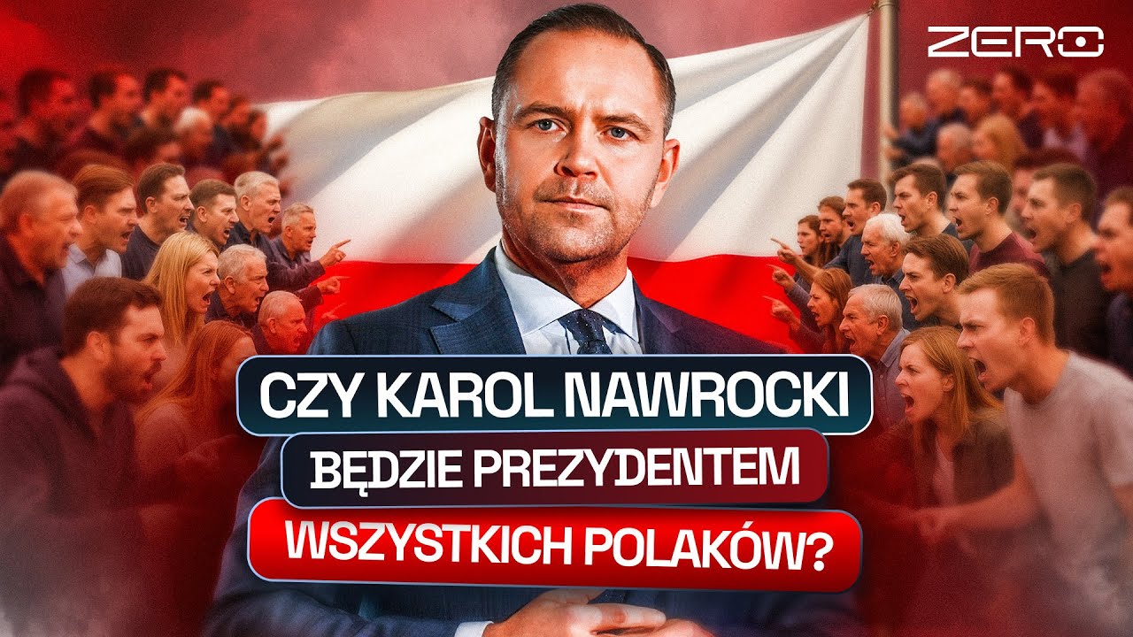 YouTube post by @KanalZeroPL for STS. Caption reads: DOES NAWROCKI HAVE A CHANCE TO UNITE POLAND?....