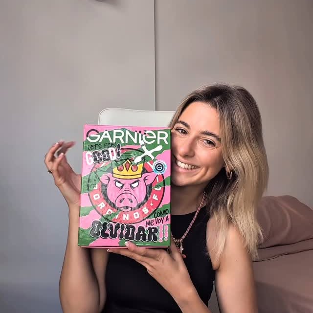 Instagram post by @gemita327 for Garnier España. Caption reads: *Embajadora. La Caja edición limitada de....