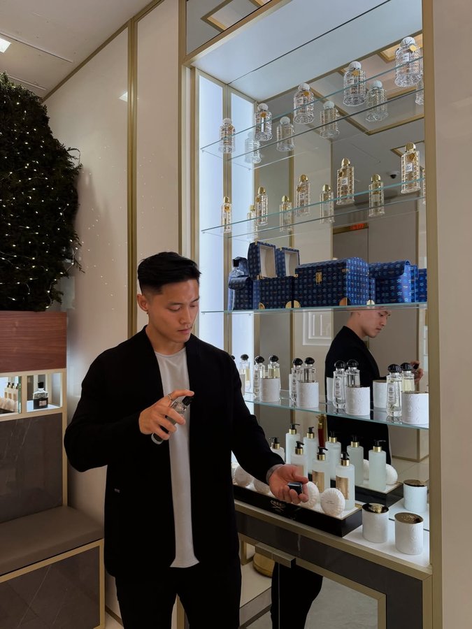 Instagram post by @dannyhaboi for Creed Fragrance. Caption reads: [...] the gift of luxury and explore the....