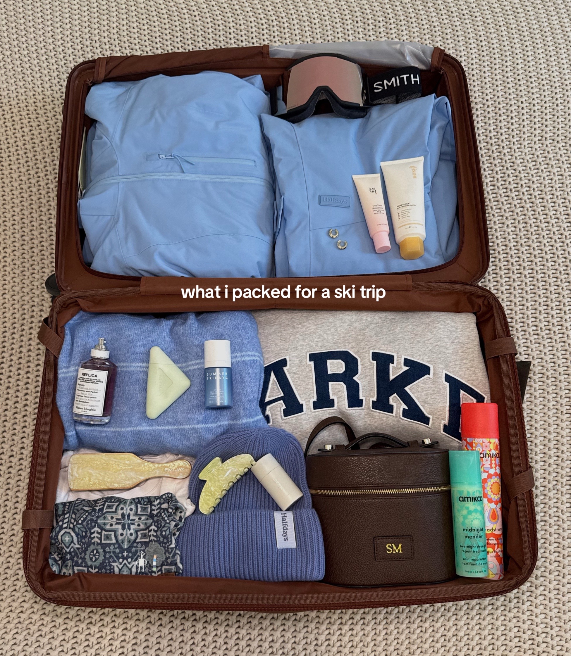 TikTok post by @sarahmarybrookewa for Parke. Caption reads: [...] @Gisou @Summer Fridays @pradabeauty @Parke....