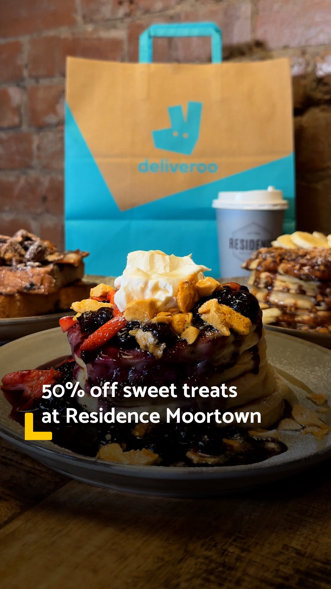 Instagram post by @residenceleeds for Deliveroo. Caption reads: Calling all sweet tooths, this is a big one!....