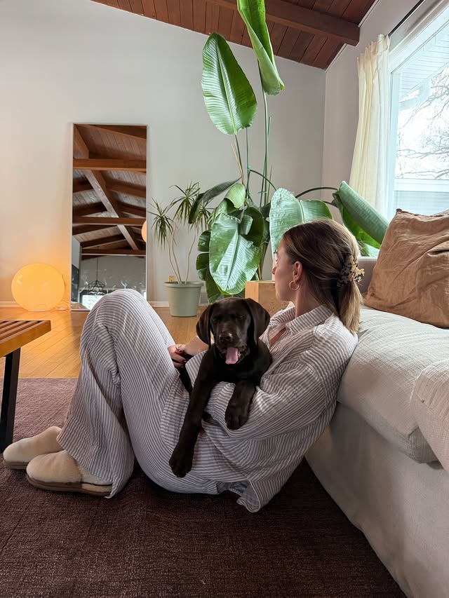 Instagram post by @aubriecrivaro for LOFT. Caption reads: lots of cozy time at home lately🧸 @loft....