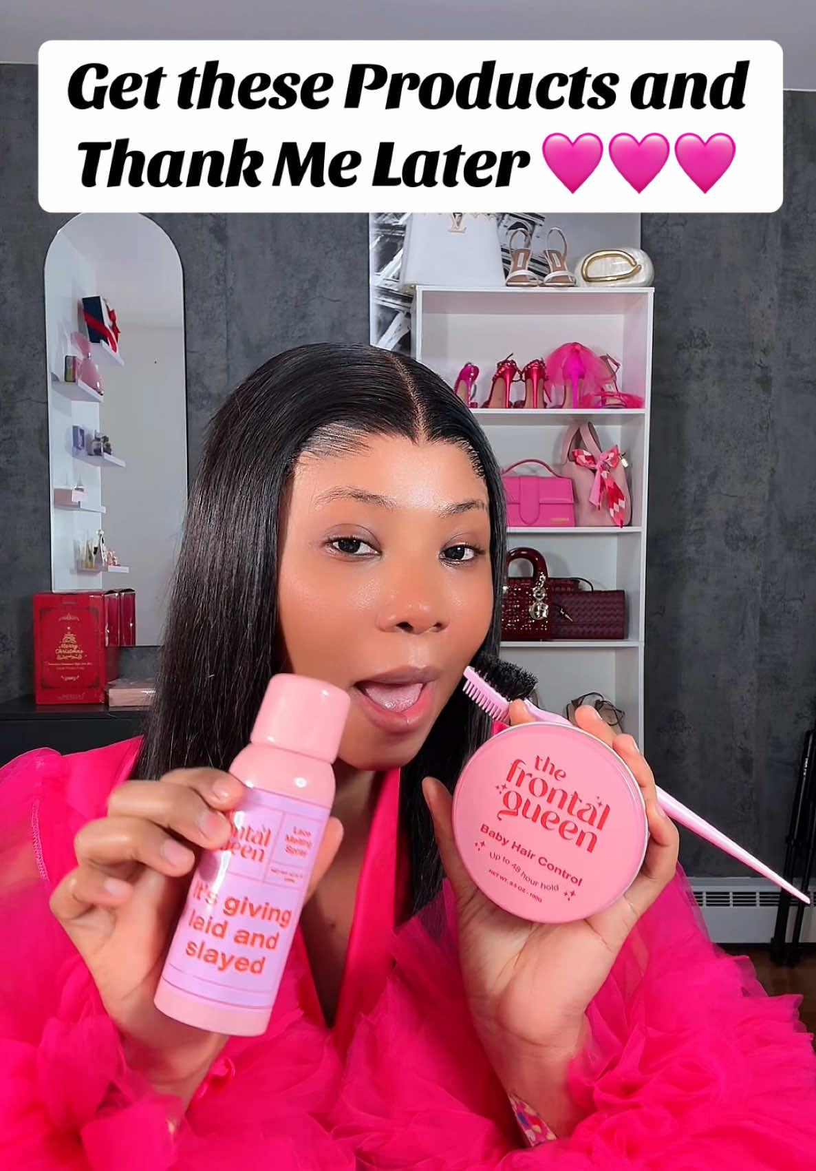 TikTok post by @awuramapearl for The Frontal Queen. Caption reads: Wig Install Essentials @The Frontal Queen....