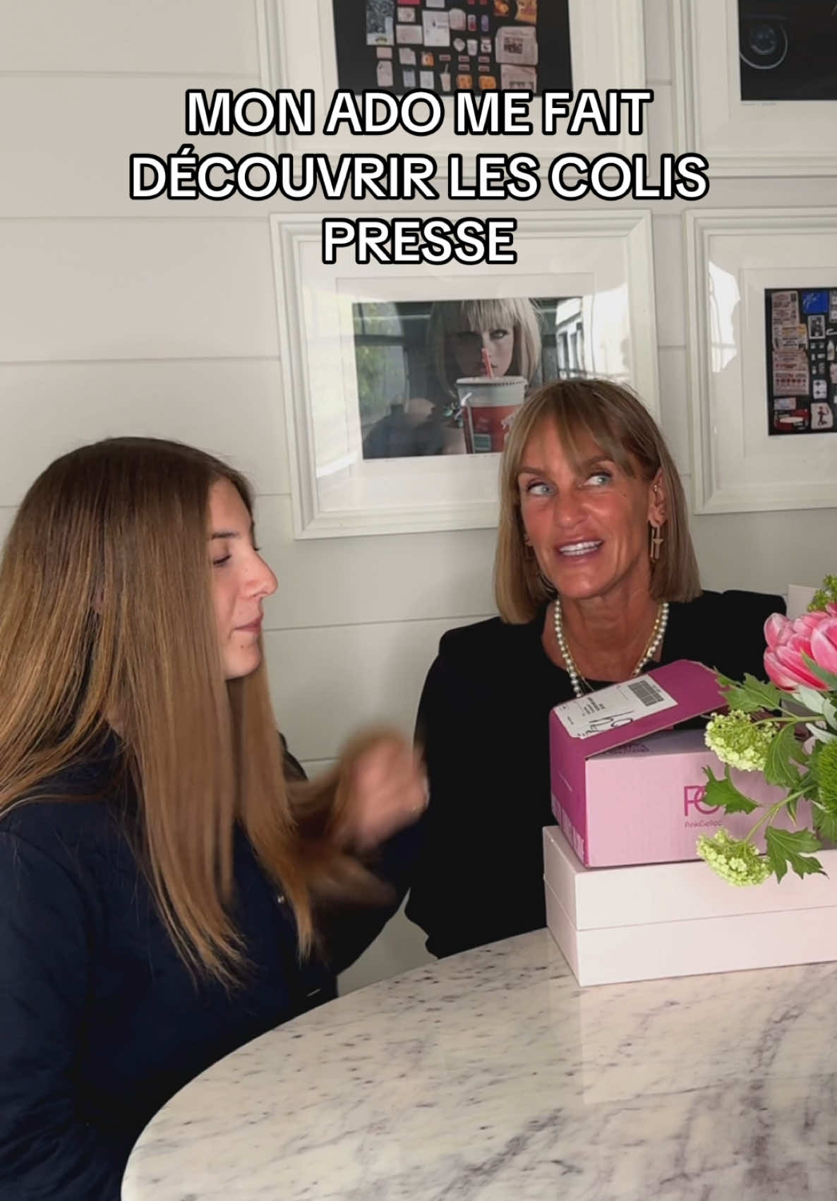 TikTok post by @reallifeandheels for Pink Gellac. Caption reads: Elle s’y connaît mieux que moi #unboxingvideo....