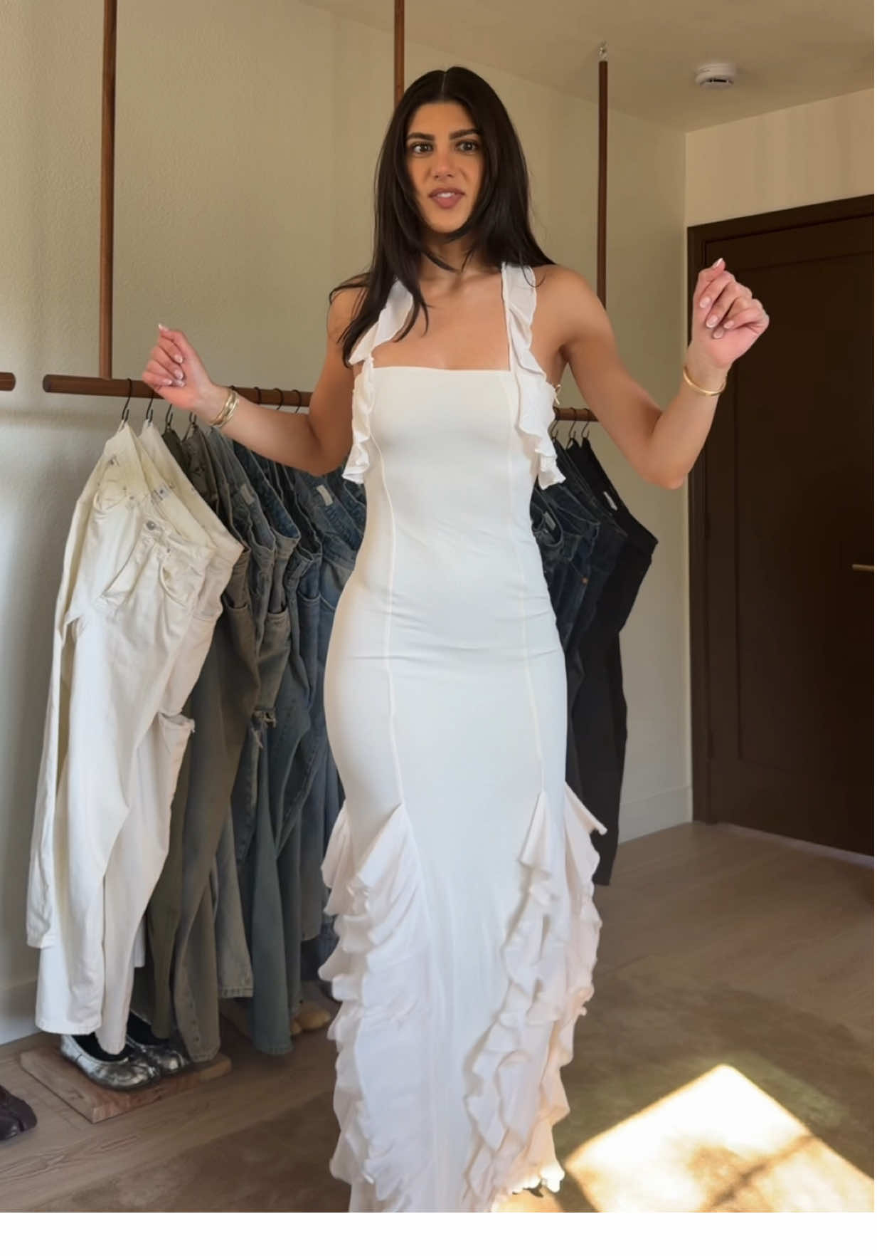 TikTok post by @mananamariee for Meshki. Caption reads: @Meshki Valentine’s Day looks 🌹 use code [...].