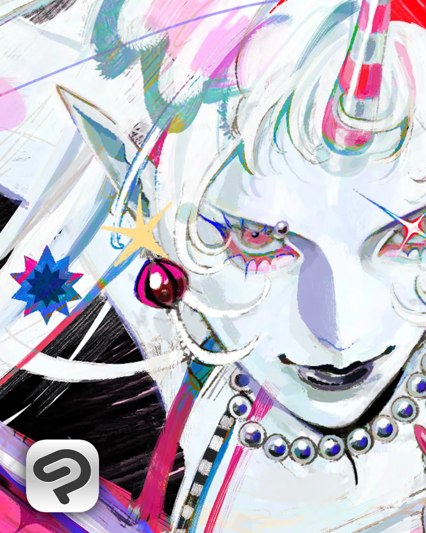 Instagram post by @_rexpo for Clip Studio Paint. Caption reads: FR
Petit crop de mon illustration faite en....