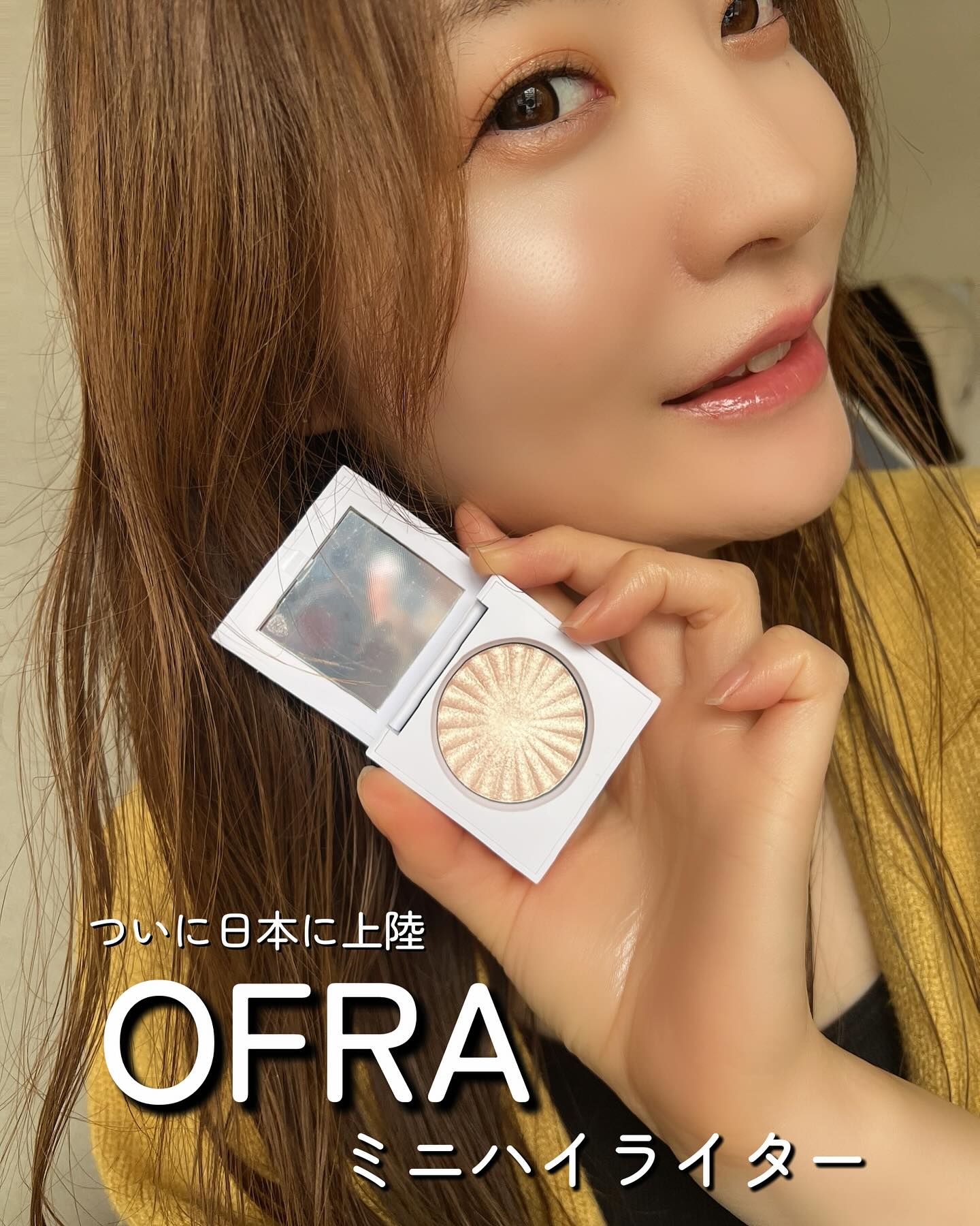 Instagram post by @satomi.monst for Ofra Cosmetics. Caption reads: 韓国アイドルのメイクに欠かせない韓国𝖭𝗈.ハイライターが日本正式上陸するって話題になってる🫶
....
