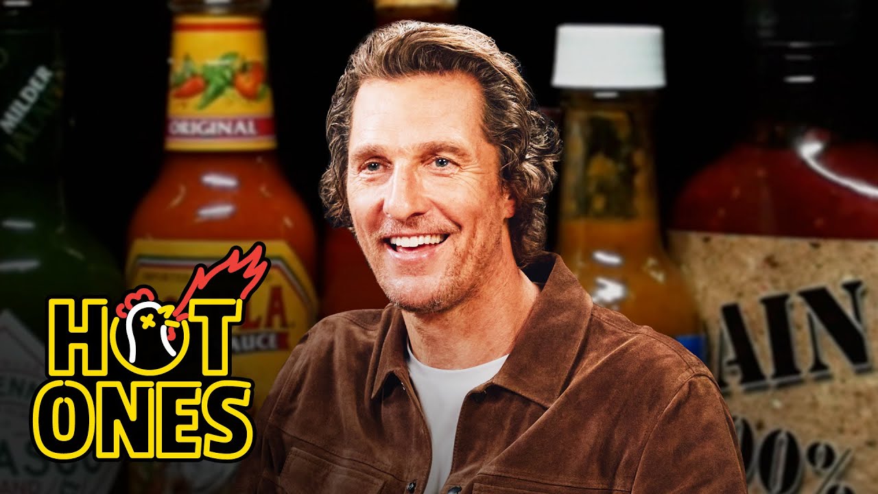 YouTube post by @FirstWeFeast for First We Feast. Caption reads: Matthew McConaughey Is Alright, Alright, Alright....