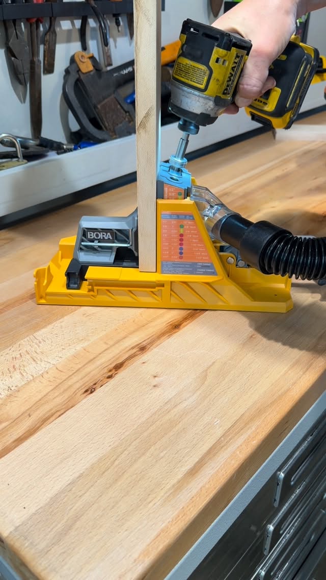 Instagram post by @builtwithtools for BORA Tool. Caption reads: [...] what screwed to use. Pretty sweet!....