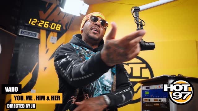 Instagram post by @vado_mh for HOT 97. Caption reads: Vado pulled up to the station and went straight to....