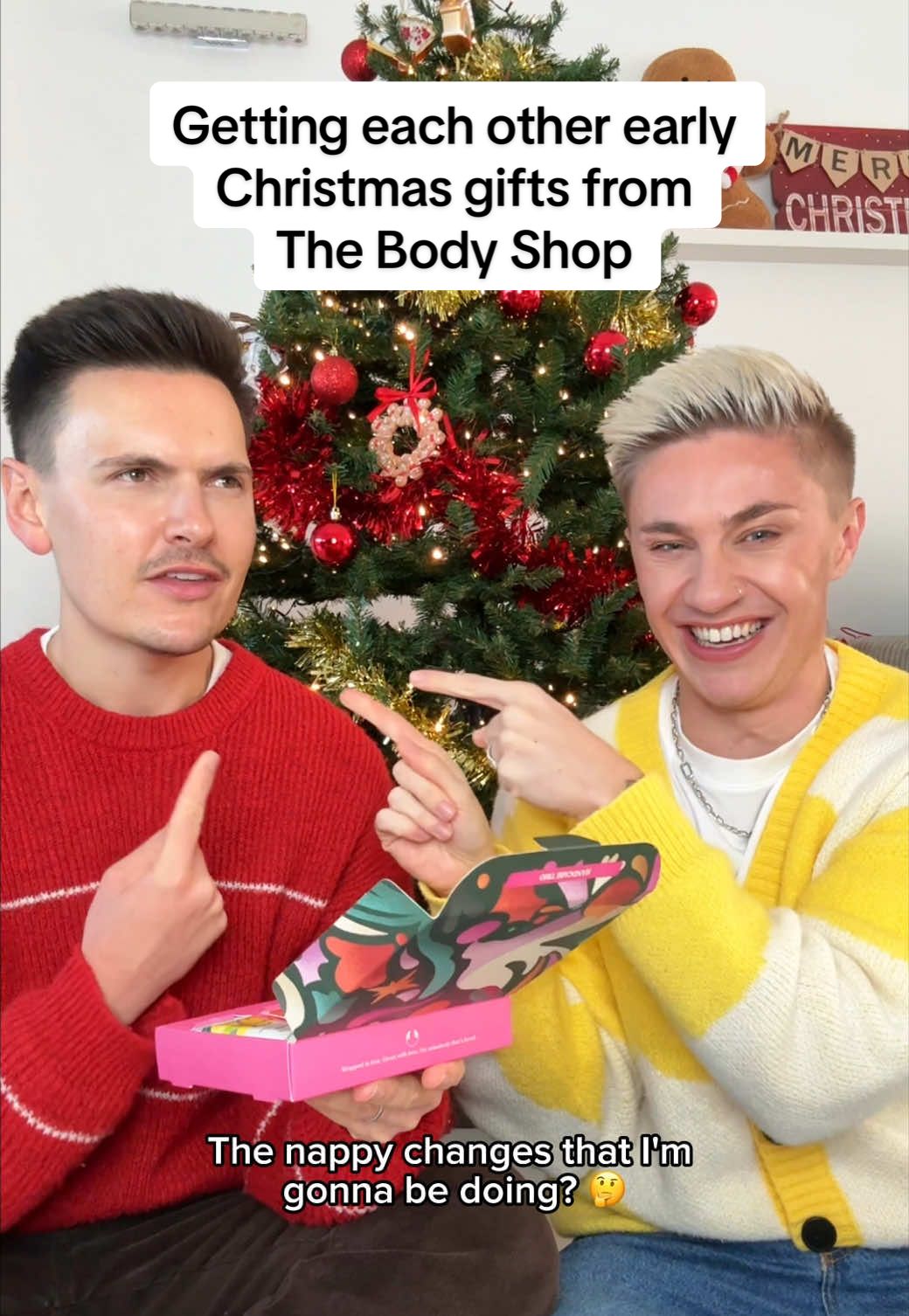 TikTok post by @matthewandryanuk for The Body Shop. Caption reads: AD Two early gifts to celebrate Christmas and....
