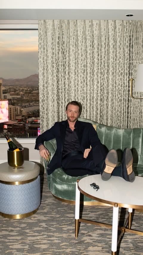 Instagram post by @benbrewster for MGM Resorts. Caption reads: Vegas, baby. 🎲 Shot on location at @bellagio....