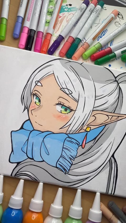 Instagram post by @nekokaren for Ohuhu Art Supplies. Caption reads: Trying these refillable markers from @ohuhuart !....