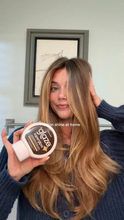 Instagram post by @maciesnelll for Glaze Hair. Caption reads: this is your sign to glaze your hair at home 🤍....