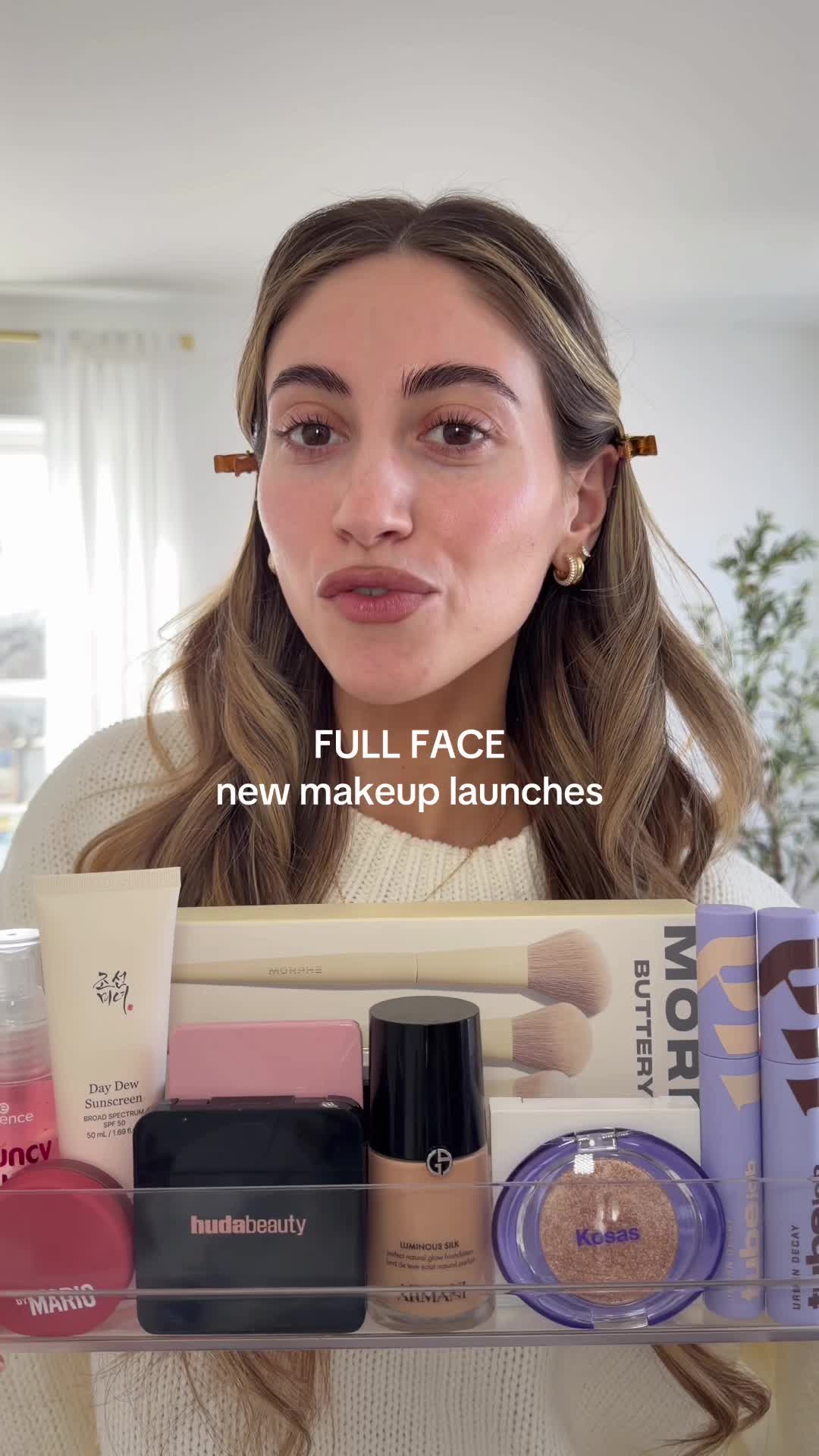 TikTok post by @samanthaa.nicole for Essence Cosmetics. Caption reads: FULL FACE of NEW makeup launches recently 🫧🤎....