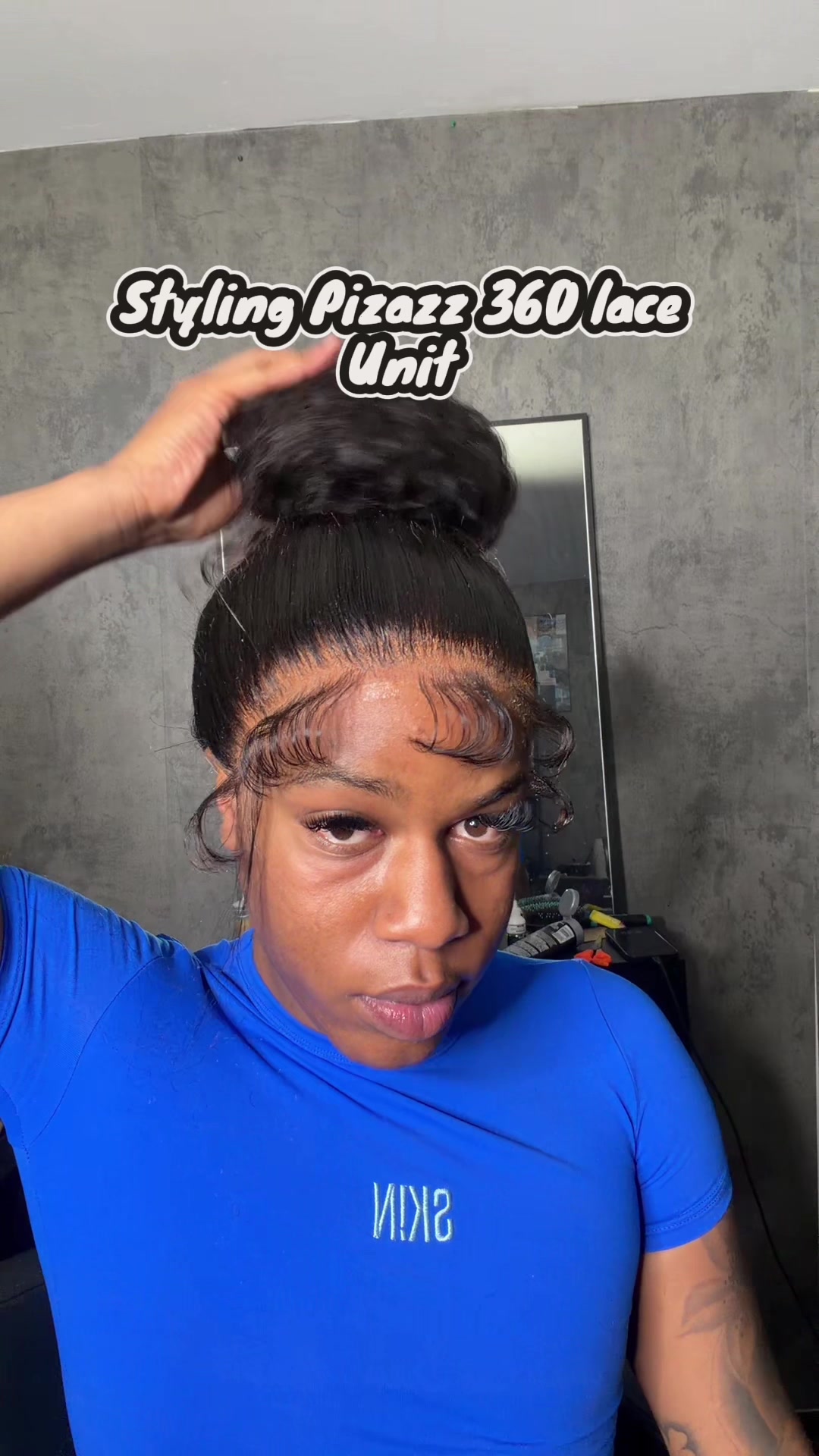TikTok post by an influencer for Pizazz Hair. Caption reads: @pizazzhairshop_us @Pizazz Hair Shop 🥰.