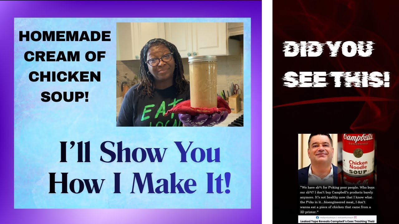 YouTube post by @HOMESTEADHEART for Azure Standard. Caption reads: Homemade Cream of Chicken Soup: Rich, Creamy, and....