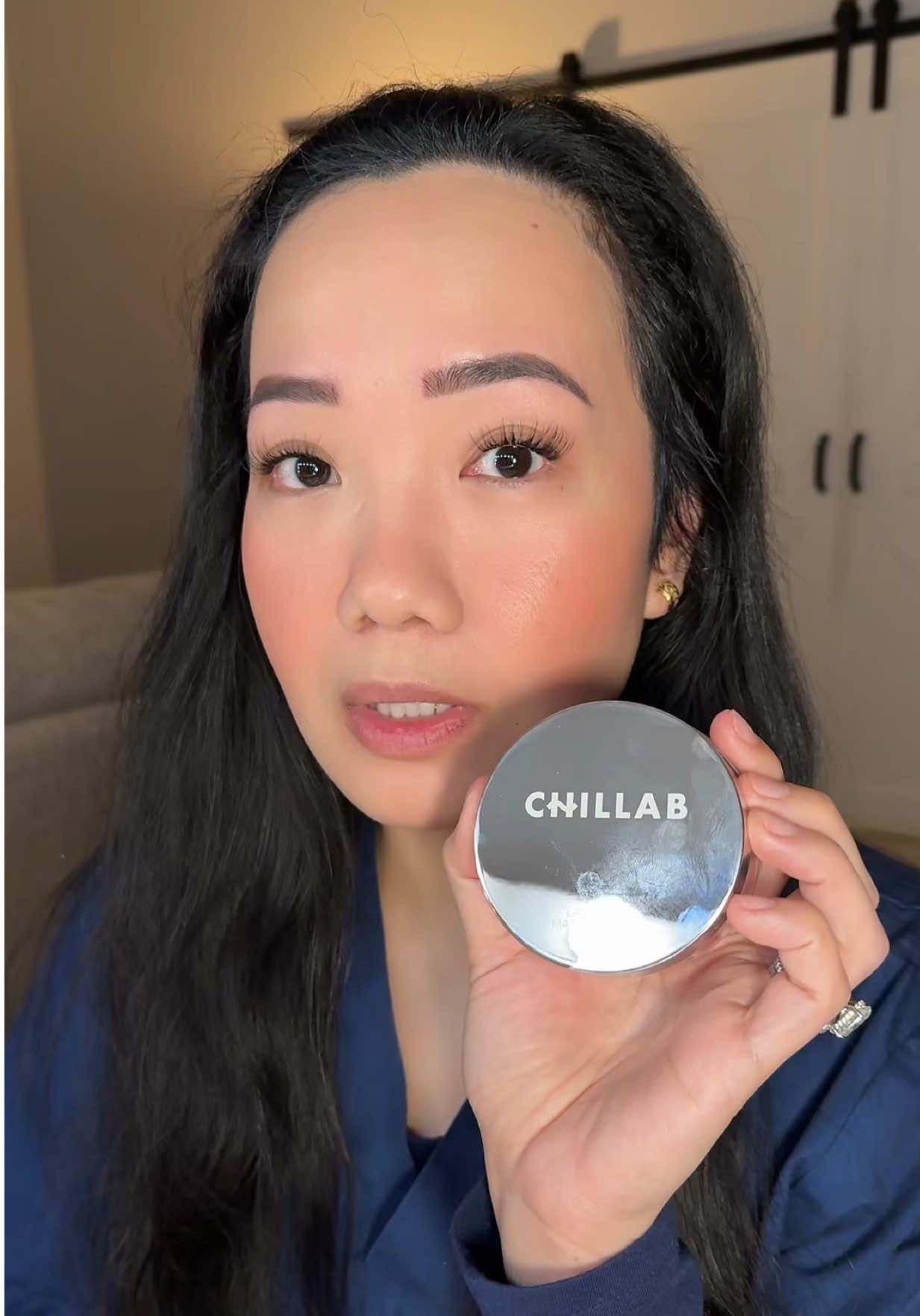 TikTok post by @ladybuttercakes for Chillab. Caption reads: [...] that doesn’t cake up my face from @CHILLAB....