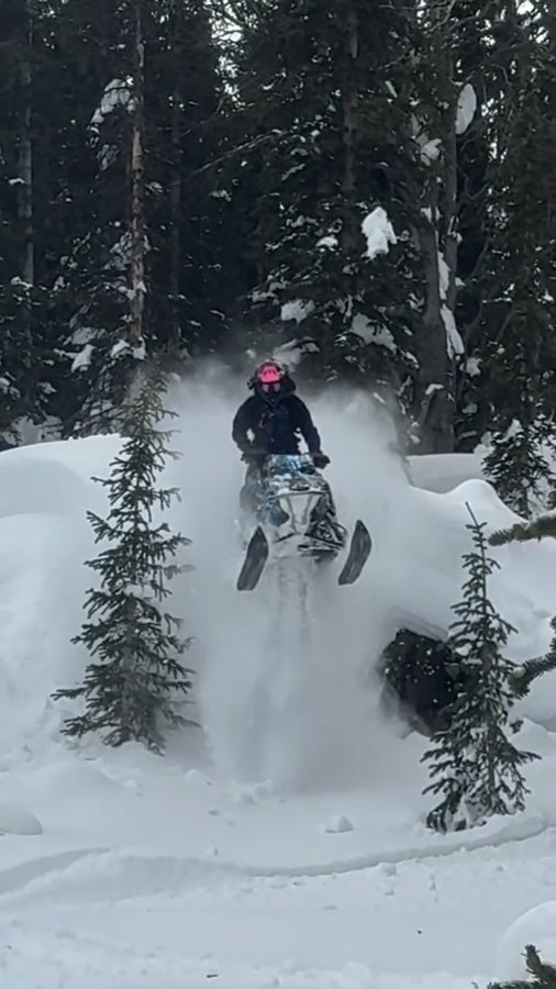 Instagram post by @masonmiller_999 for Cheetah Factory Racing. Caption reads: The snow conditions are so good right now and it’s....