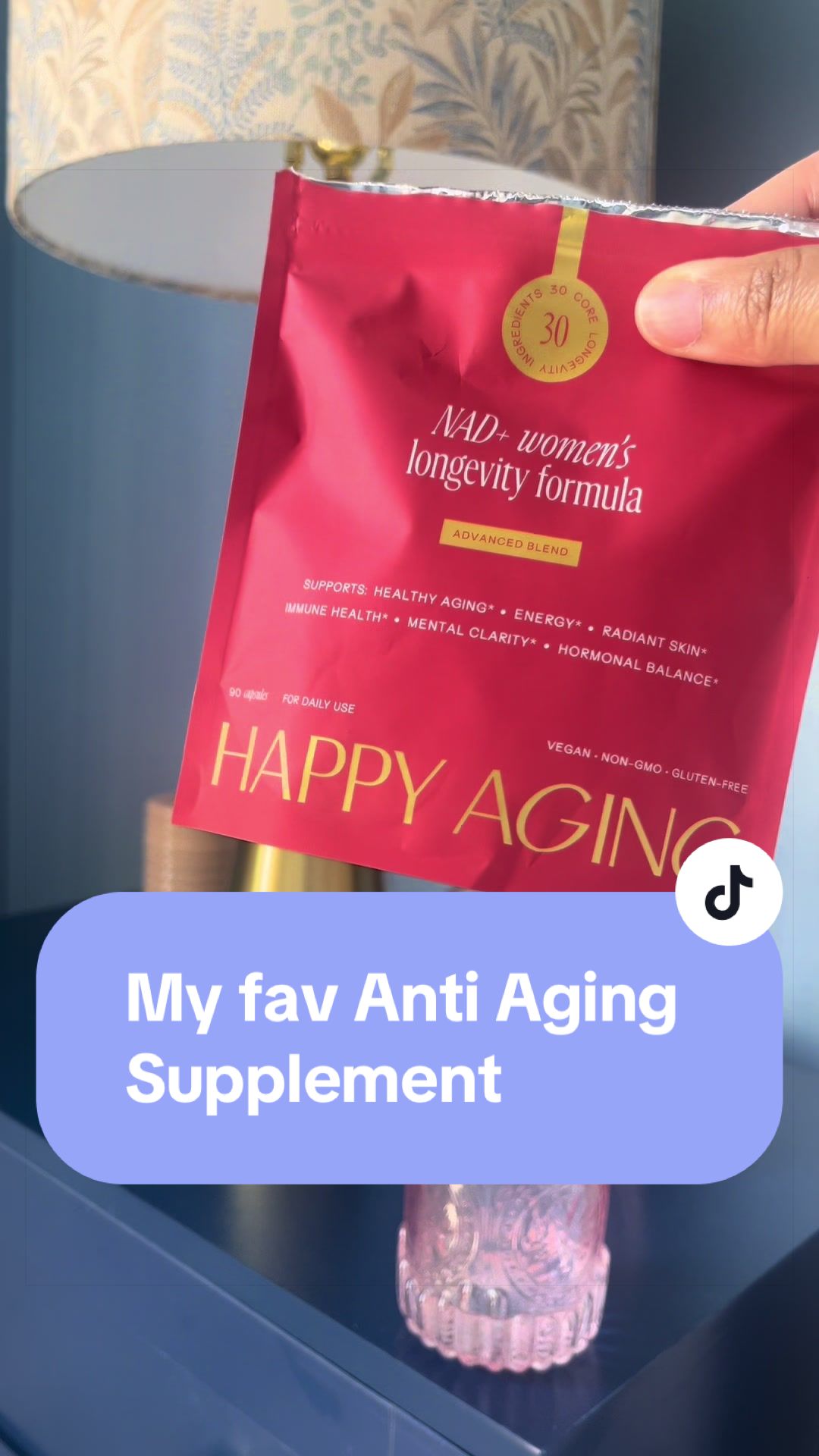 TikTok post by @theeskinboss for Happy Aging. Caption reads: [...] Use Code ESSENCE20 at checkout ! @Happy....