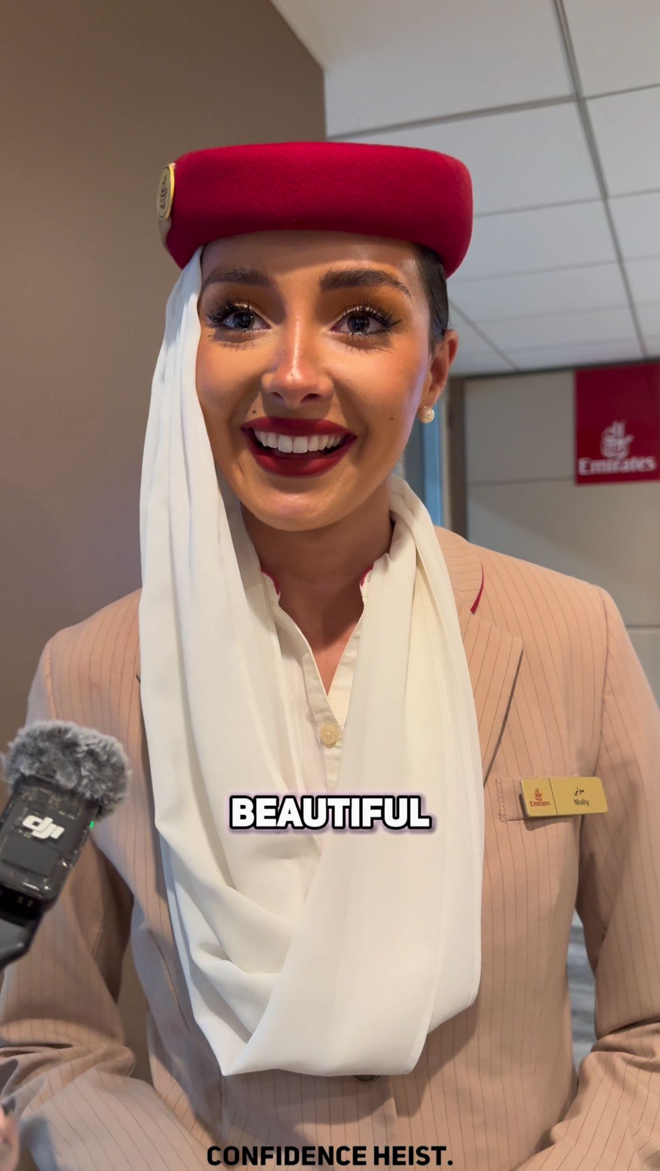 Instagram post by @confidenceheist for Emirates. Caption reads: Boosting confidence with....