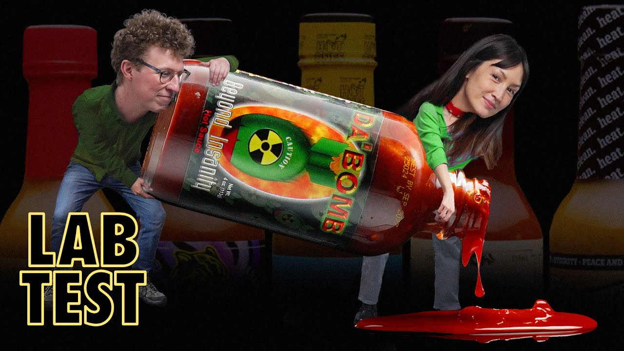 YouTube post by @Howtown for Storyblocks. Caption reads: The truth about Hot Ones sauces.