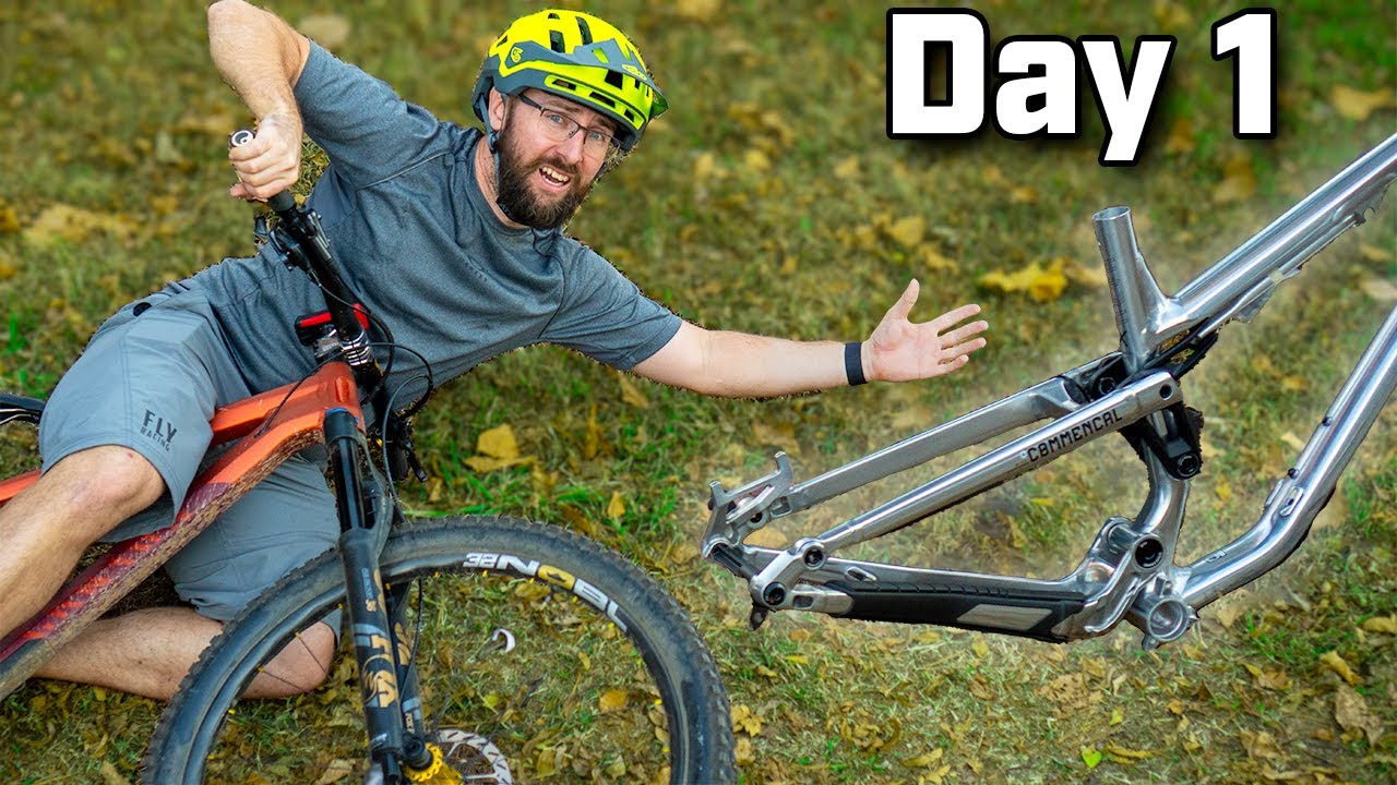 YouTube post by @EvansMTBSaga for 6D Helmets. Caption reads: I tried to ride all of Bentonville to earn an....