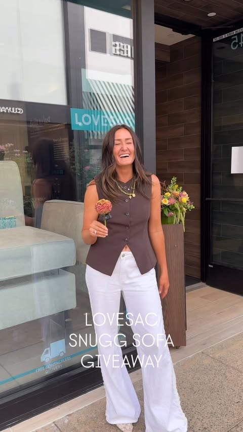 Instagram post by @mackenzienancarrowdesigns for Lovesac. Caption reads: [...] from the most beautiful evening with....