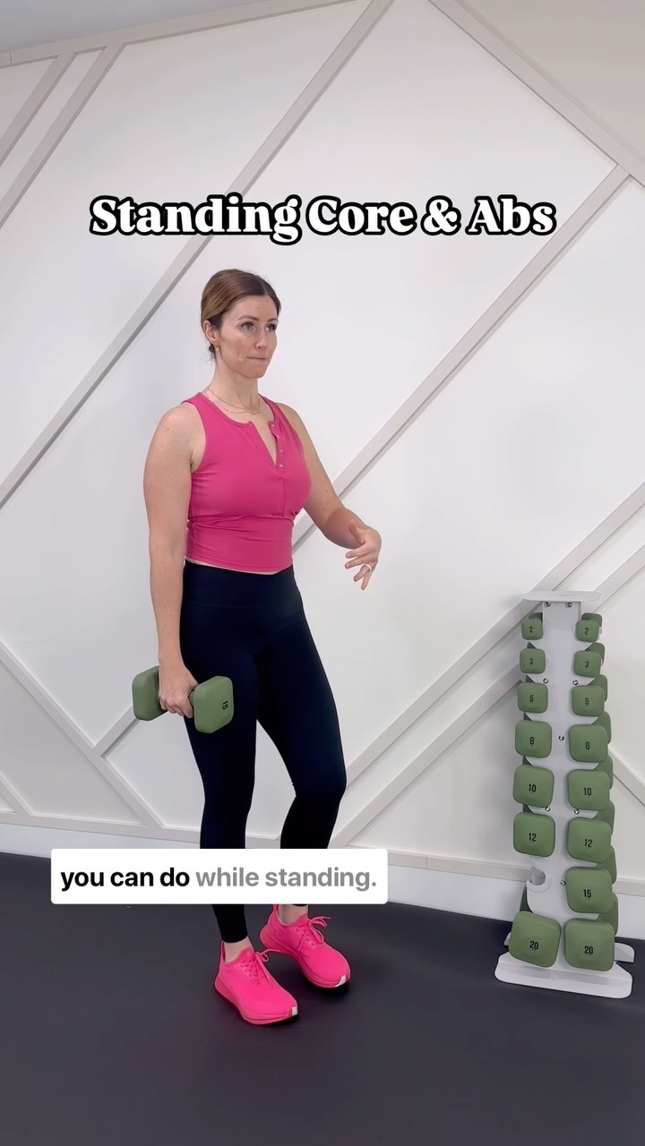 Instagram post by @getfit_whit for Senita Athletics. Caption reads: Strengthen your core and abs without getting down....