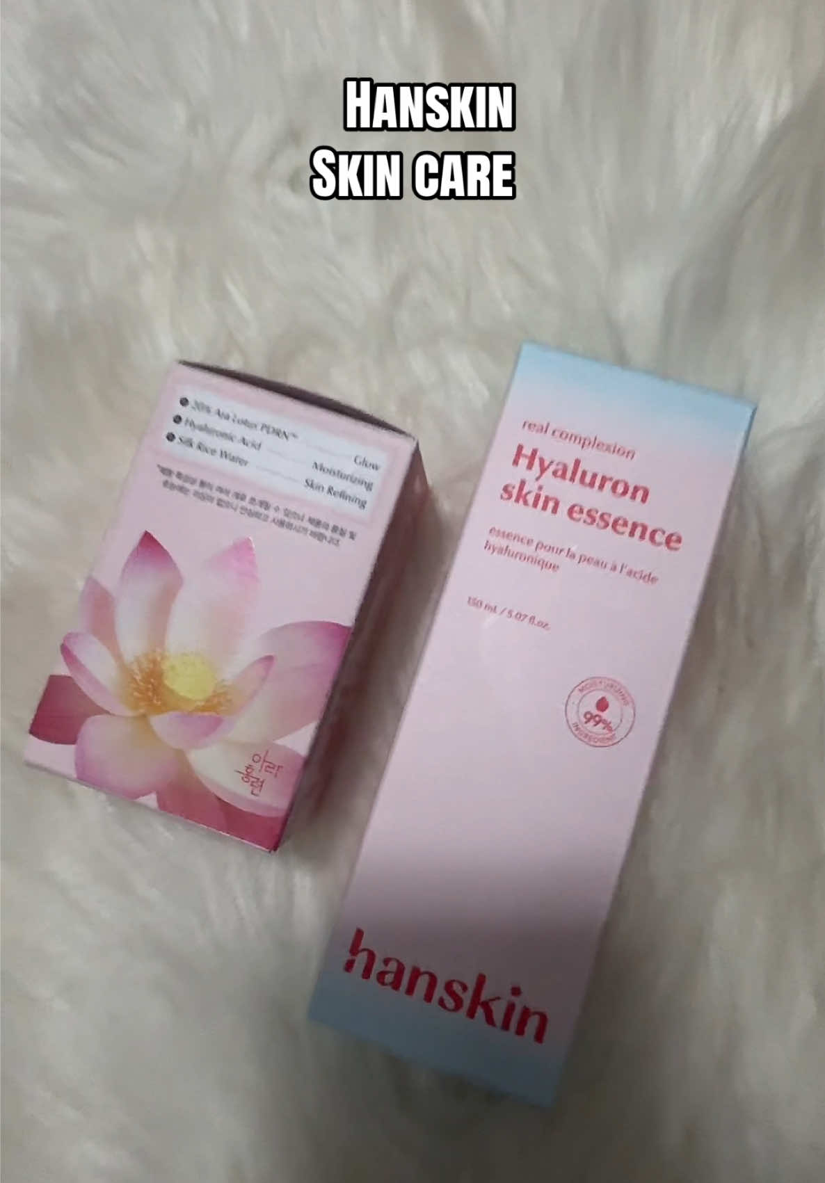 TikTok post by @bishwana1 for Hanskin Skincare. Caption reads: Hanskin Duo Set #goviral #fyp #Skincare....