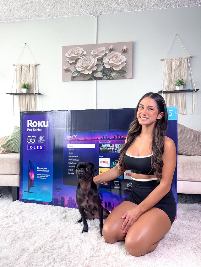 Instagram post by @mikaelachavezt for Roku. Caption reads: [...] TIME! 🤍 Bean and I have teamed up with....