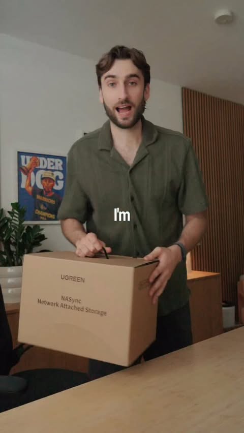 Instagram post by @enriquestories for UGREEN. Caption reads: [...] build my own cloud server at home. The....