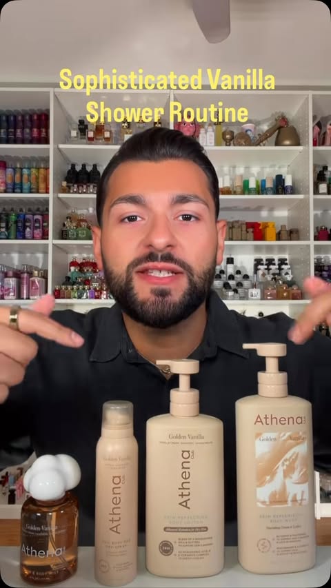 Instagram post by @paulreactss for Athena Club. Caption reads: [...] routine using golden vanilla by @athenaclub....