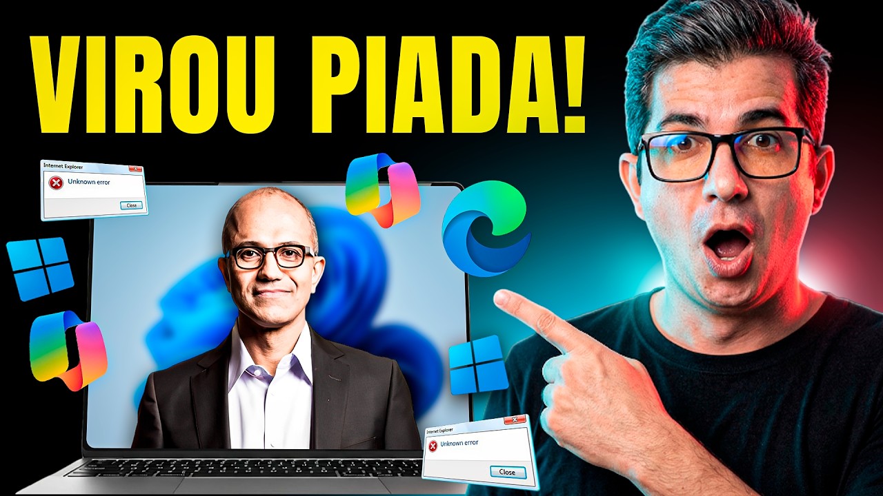 YouTube post by @mestresdainformatica for Gvgmall. Caption reads: 😂 Microsoft CEO Gets "ANGRY" at AI Criticism and....