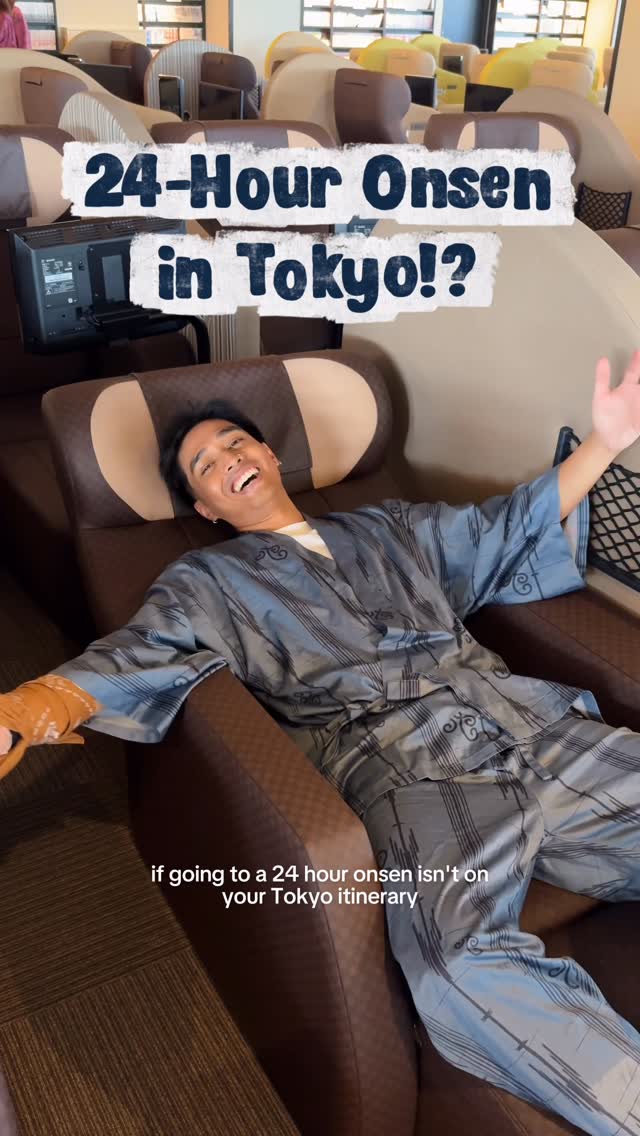 Instagram post by @andrercarrillo for KLOOK. Caption reads: Ever wanted to experience a 24-hour onsen in....