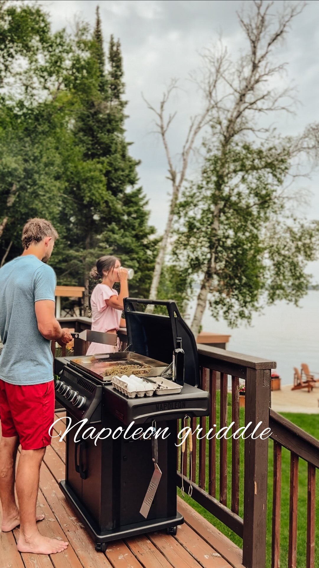 Instagram post by @staceykasdorf for Napoleon Grills. Caption reads: Who needs one asap? A griddle has been on Jason’s....