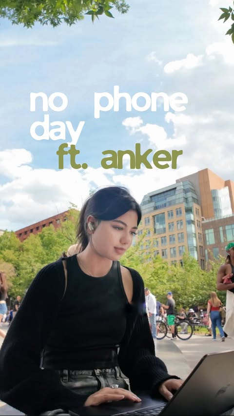 Instagram post by @gazisj for Anker. Caption reads: no phone day? (ft. @anker_official) my screen time....
