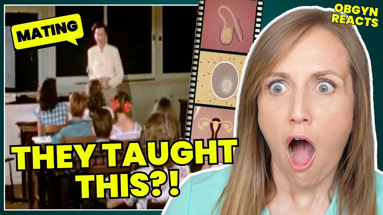 YouTube post by @MamaDoctorJones for fas.st. Caption reads: OBGYN Reacts: Why 1960s Sex Ed Was Actually....
